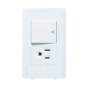 BA07-B PLACA CON 1 INTERRUPTOR SENCILLO Y 1 CONTACTO DE 1.5 MÓDULOS.