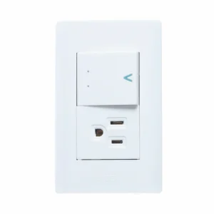 PLACA CON 1 INTERRUPTOR DE ESCALERA Y 1 CONTACTO
 DE 1.5 MODULOS