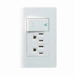 PLACA CON 1 INTERRUPTOR DE ESCALERA Y 2 CONTACTOS
 DE 1 MODULO