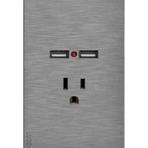 BF05-P PLACA PLANA CON 1 CONTACTO Y 2 ENTRADAS DE USB FLAT PLATA