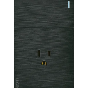 BF07-N PLACA PLANA CON 1 INTERRUPTOR SENCILLO Y 1 CONTACTO DE 1.5 MÓDULOS FLAT NEGRA