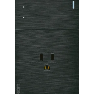 BF07/3-N PLACA PLANA CON 1 INTERRUPTOR DE ESCALERA Y 1 CONTACTO DE 1.5 MÓDULOS FLAT NEGRA