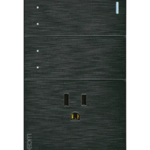 BF13-N PLACA PLANA CON 2 INTERRUPTORES DE ESCALERA Y 1 CONTACTO DE 1 MÓDULO FLAT NEGRA