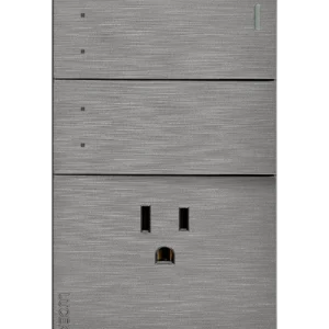 BF13-P PLACA PLANA CON 2 INTERRUPTORES DE ESCALERA Y 1 CONTACTO DE 1 MÓDULO FLAT PLATA