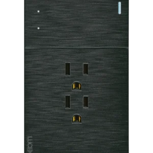 BF14-N PLACA PLANA CON 1 INTERRUPTOR DE ESCALERA Y 2 CONTACTOS DE 1 MODULO FLAT NEGRA