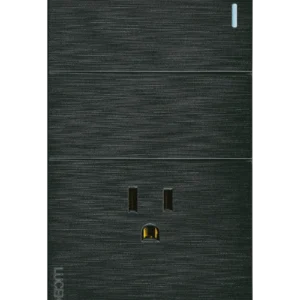 BF19-N PLACA PLANA CON 2 INTERRUPTORES SENCILLOS Y 1 CONTACTO DE 1 MÓDULO FLAT NEGRA