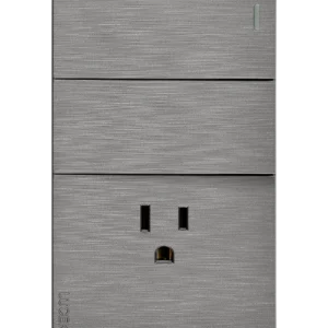 BF19-P PLACA PLANA CON 2 INTERRUPTORES SENCILLOS Y 1 CONTACTO DE 1 MÓDULO FLAT PLATA