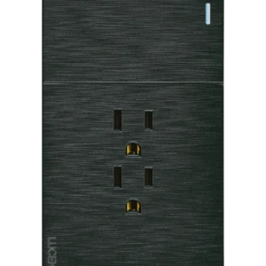 BF20-N PLACA PLANA CON 1 INTERRUPTOR SENCILLO Y 2 CONTACTOS DE 1 MÓDULO FLAT NEGRA