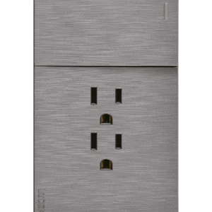 BF20-P PLACA PLANA CON 1 INTERRUPTOR SENCILLO Y 2 CONTACTOS DE 1 MÓDULO FLAT PLATA