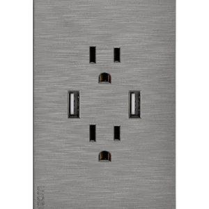 BF25-P PLACA PLANA CON 2 CONTACTOS Y 2 ENTRADAS DE USB FLAT PLATA