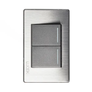 BP02-M/A PLACA METÁLICA CON 2 INTERRUPTORES SENCILLOS DE 1.5 MÓDULOS ANODIZADO
