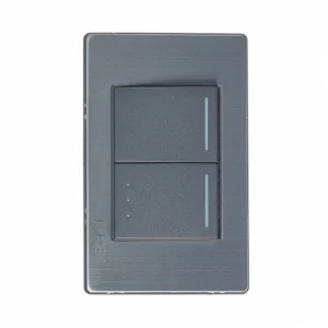 BP02/3-M/A PLACA METÁLICA CON 1 INTERRUPTOR SENCILLO Y 1 DE ESCALERA DE 1.5 MÓDULOS ANODIZADO