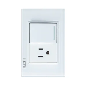 BP07-CBB PLACA CON 1 INTERRUPTOR SENCILLO Y 1 CONTACTO DE 1.5 MÓDULOS CRISTAL BLANCO BLANCO