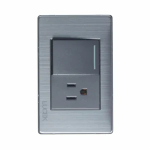 BP07-M/A PLACA METÁLICA CON 1 INTERRUPTOR SENCILLO Y 1 CONTACTO DE 1.5 MÓDULOS ANODIZADO