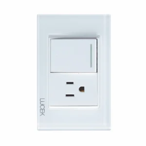 BP07/3-CBB PLACA CON 1 INTERRUPTOR DE ESCALERA Y 1 CONTACTO DE 1.5 MÓDULOS CRISTAL BLANCO BLANCO