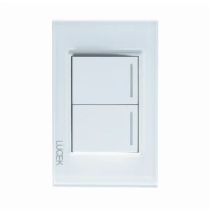 BP09-CBB PLACA CON 2 INTERRUPTORES DE ESCALERA DE 1.5 MÓDULOS CRISTAL BLANCO BLANCO