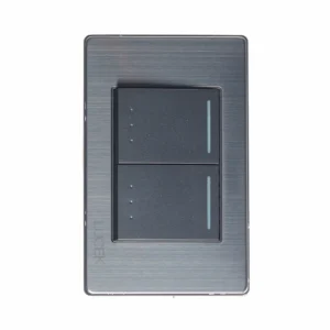 BP09-M/A PLACA METÁLICA CON 2 INTERRUPTORES DE ESCALERA DE 1.5 MÓDULOS ANODIZADO