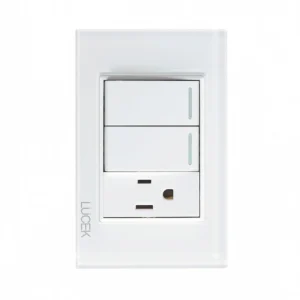 BP19-CBB PLACA CON 2 INTERRUPTORES SENCILLOS Y 1 CONTACTO DE 1 MÓDULO CRISTAL BLANCO BLANCO