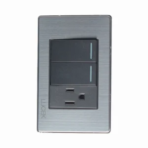 BP19-M/A PLACA METÁLICA CON 2 INTERRUPTORES SENCILLOS Y 1 CONTACTO DE 1 MÓDULO ANODIZADO