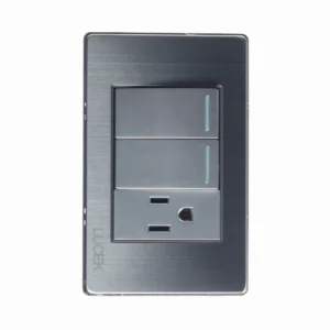 BP19-M/P PLACA METÁLICA CON 2 INTERRUPTORES SENCILLOS Y 1 CONTACTO DE 1 MÓDULO PLATEADO.