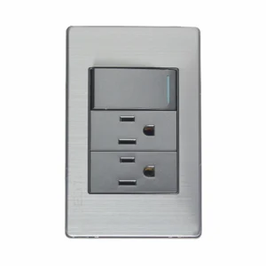 BP20-M/A PLACA METÁLICA CON 1 INTERRUPTOR SENCILLO Y 2 CONTACTOS DE 1 MÓDULO ANODIZADO