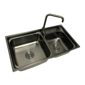 TARJA PARA COCINA DOBLE TINA 82 X 45 X 21 CM ACERO INOXIDABLE GRIS OSCURO