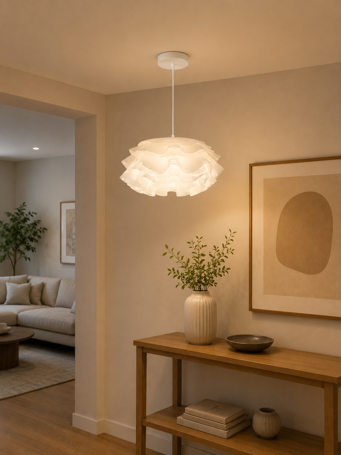 LÁMPARA COLGANTE DECORATIVO MODERNO ACRILICO BLANCO E27 - Image 2
