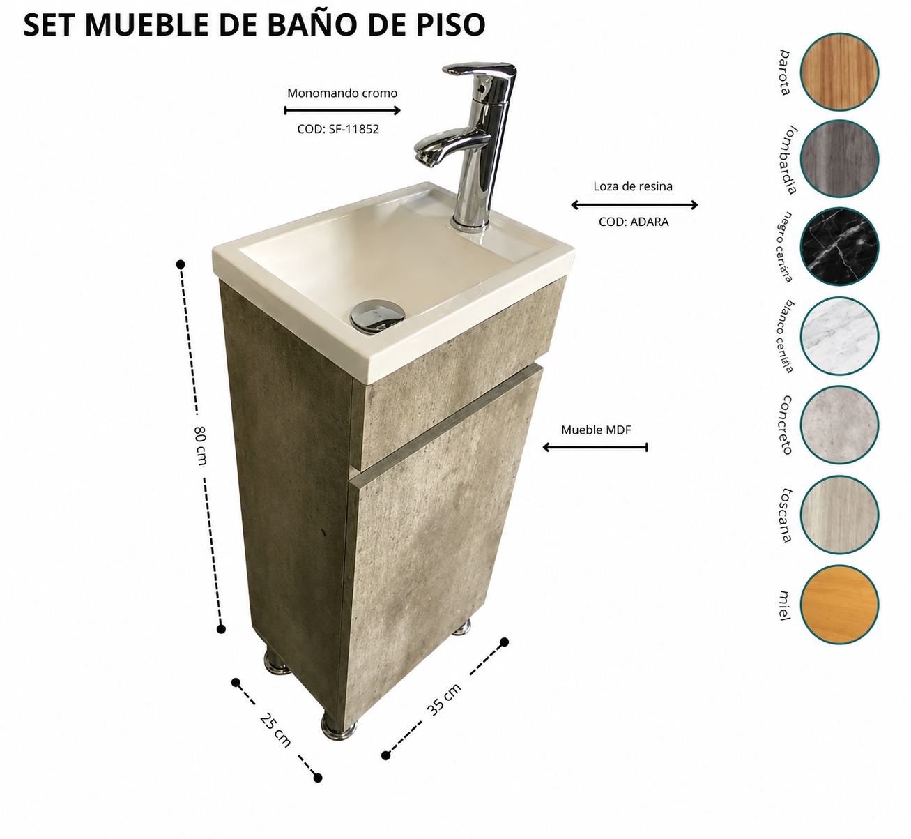 MUEBLE CONCRETO 35X25X83 PARA LOZA - Image 3